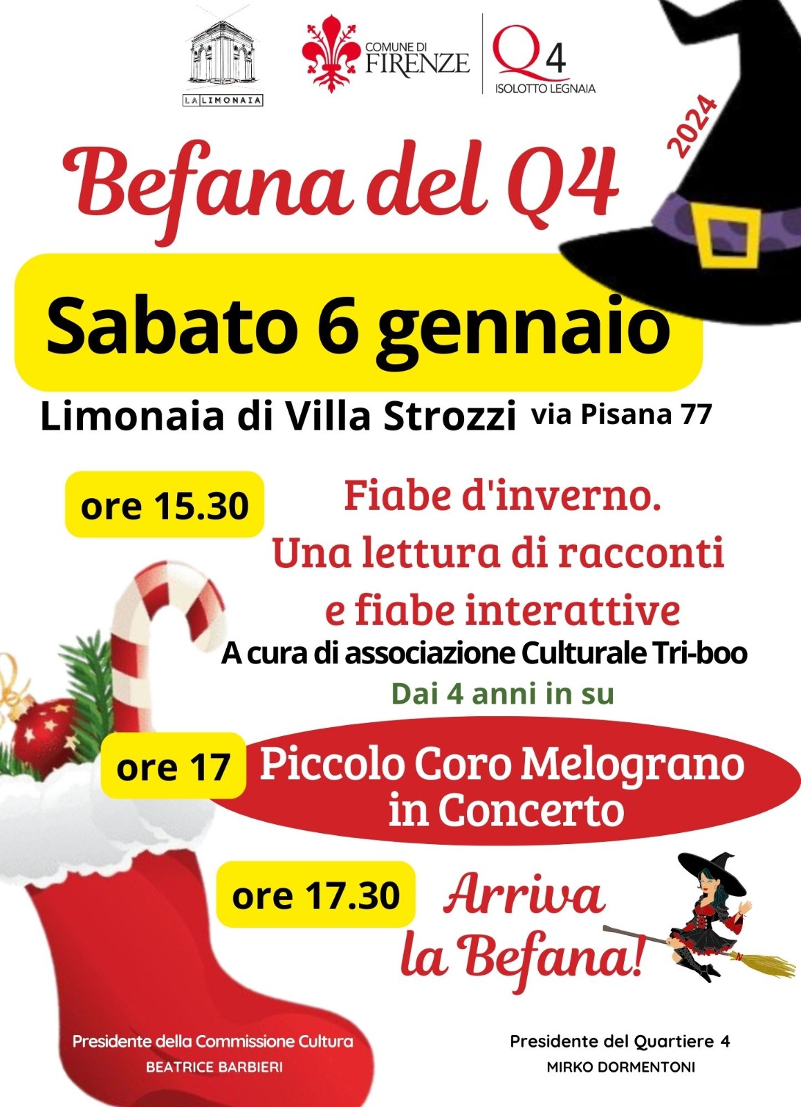 Sabato 6 gennaio, Limonaia Villa Strozzi, via Pisana 77 – Befana al Q4