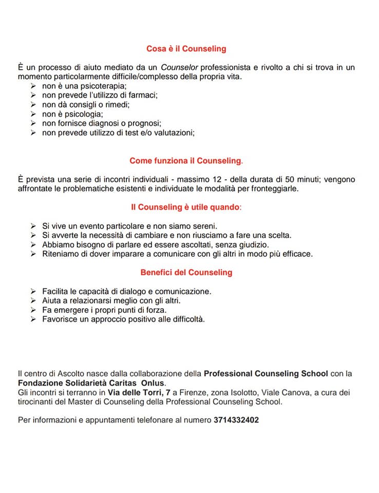 Sportello di counseling gratuito 2