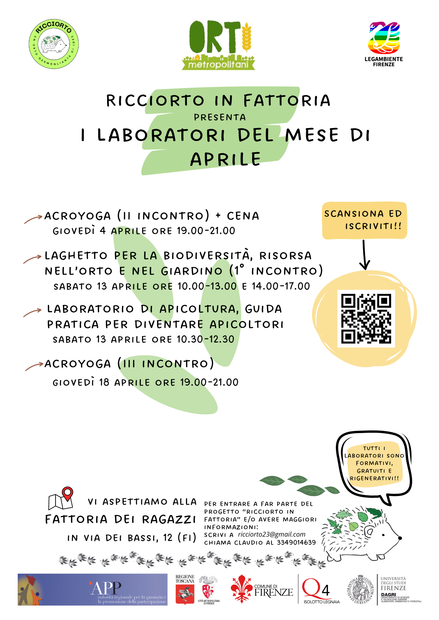 locandina descrittiva dei laboratori di aprile